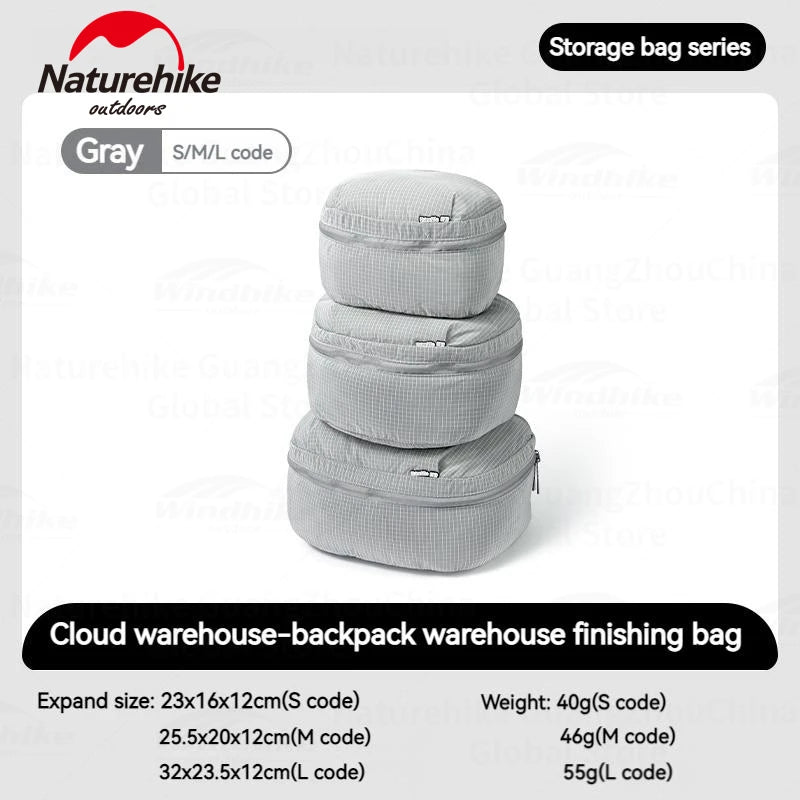 Naturehike 3 Pcs Set Travel Storage Bag Luggage Clothing Underwear Makeup Portable Suitcase Packing Cube Bag Home Storage Nylon