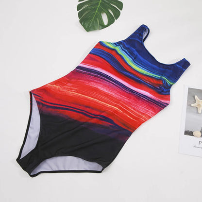 Sexy One Piece Large Swimsuits Plus Size Colorful Swimwear Female Bathing Suit For Pool Beach Women's Swimming BodySuits