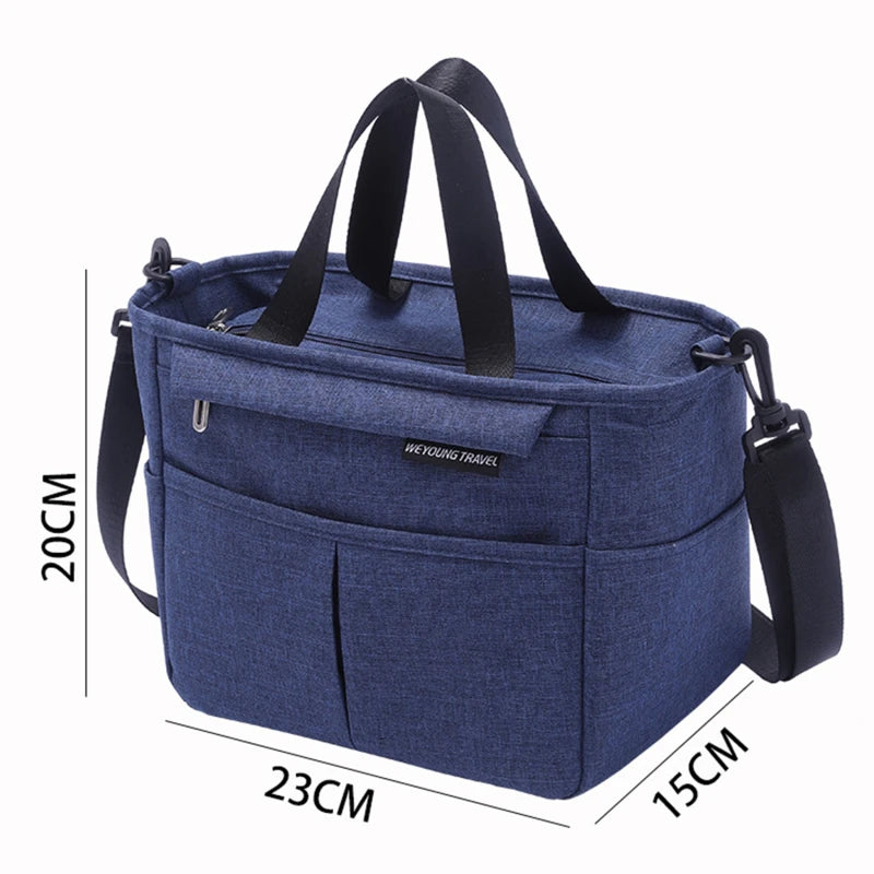 Portable Lunch Box Insulated Thermal Bag Picnic Food Cooler Pouch Large Capacity Shoulder Bento Storage Bags for Women Children