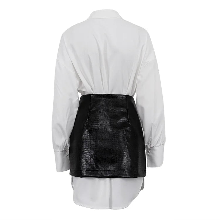 2025 New Fashion Women's Clothing Is A Complete Set of Simple and Loose White Shirts with Waist Seals