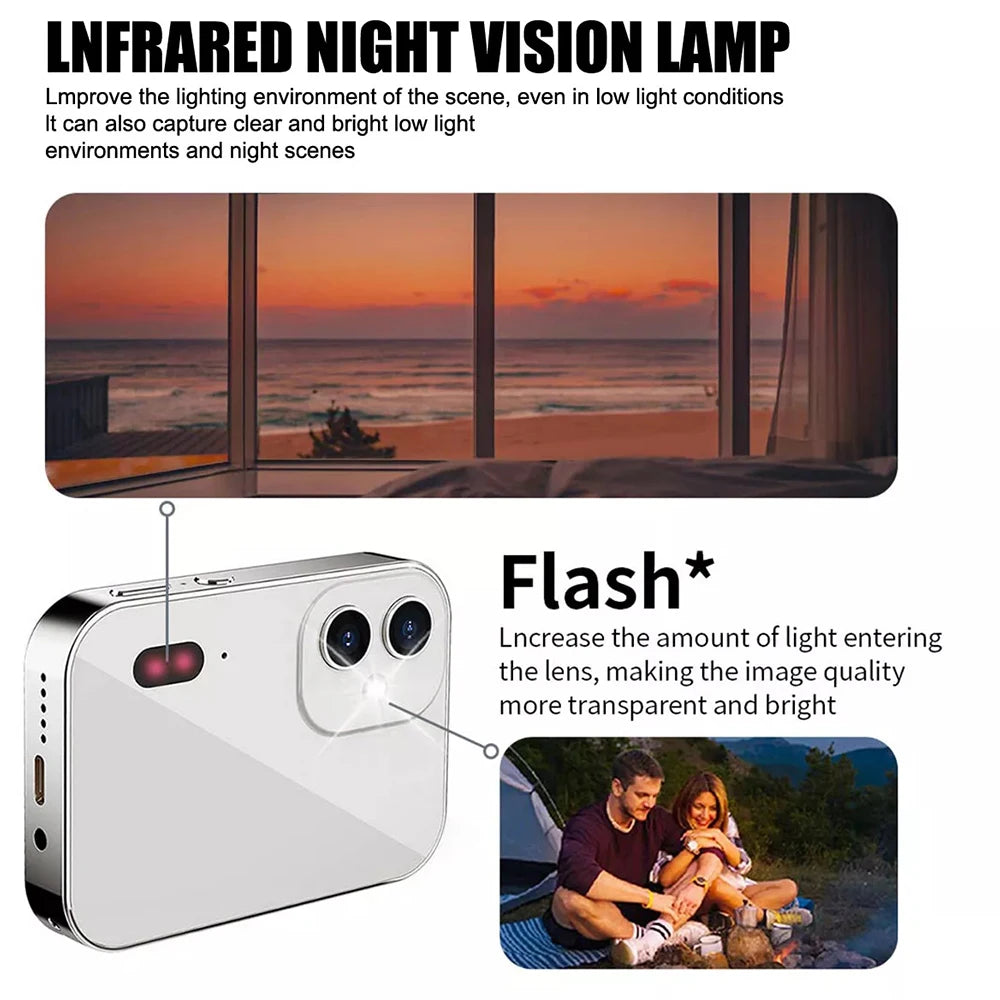 New 4K Digital Camera Night Vision Triple Lens 3Inch HD 64MP Touch Screen Entertainment Digital Camera OTG Transmission 3600mAh