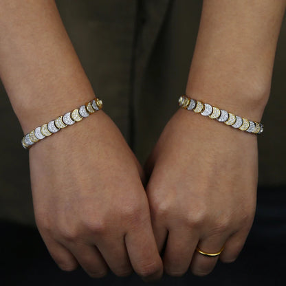 Two Tone Gold Color Paved 5A Cubic Zirconia CZ Moon Shaped Charm Link Chain Fashion Women Bracelet 2025 Gift