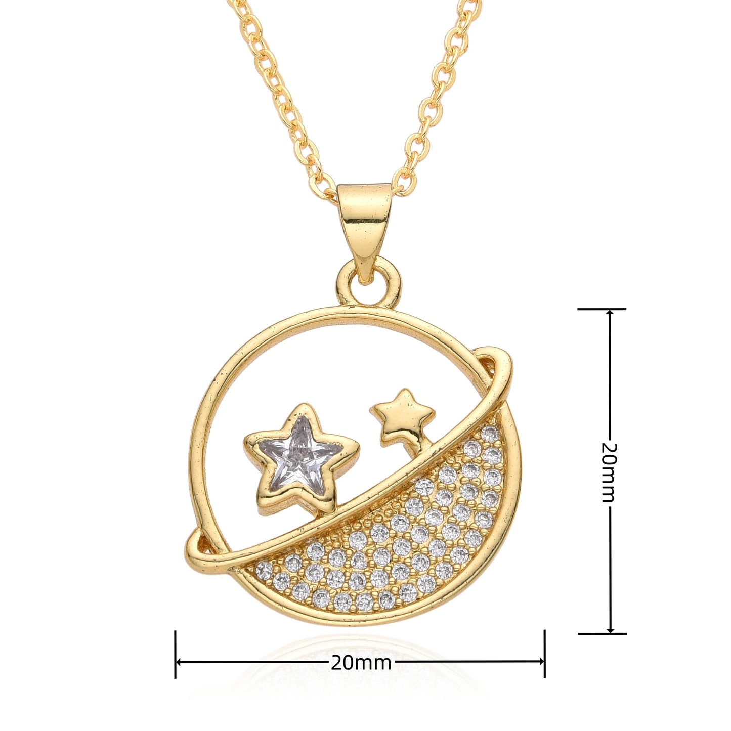 Y2K Gold Color Saturn Charms Micro-inlaid CZ Necklace for Women Planet Choker Chain Pendant DIY Jewelry Christmas Gift Wholesale