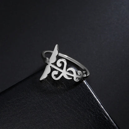 Lucktune Caduceus Medical Symbol Rings Women Stainless Steel Snake Bind Wing Finger Ring Vintage Jewelry Gift for Doctor Nurse