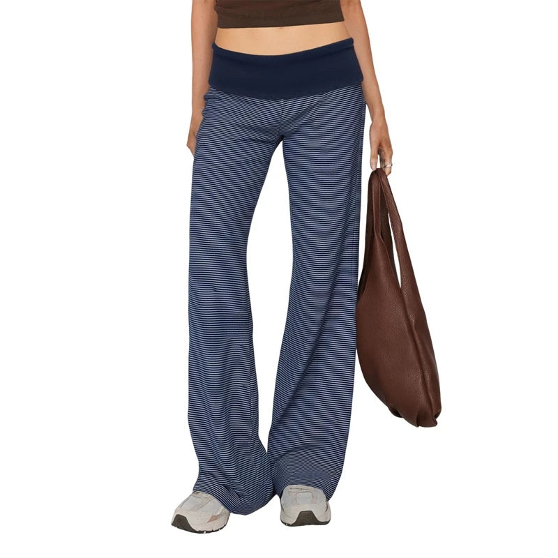 Casual Wide Leg Sweatpants for Women Fold Over Low Rise Flare Yoga Lounge Pants Back to School Clothes for Teen Girls Outfits
