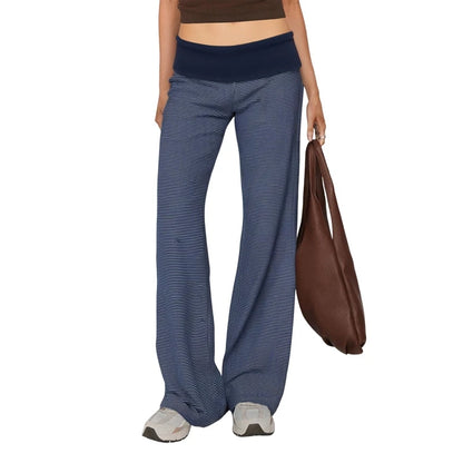 Casual Wide Leg Sweatpants for Women Fold Over Low Rise Flare Yoga Lounge Pants Back to School Clothes for Teen Girls Outfits