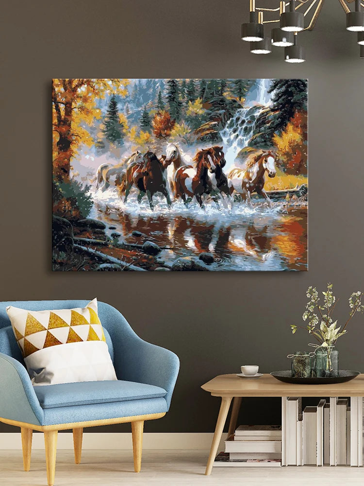 CHENISTORY Running Horse DIY Painting By Numbers  Canvas Painting  Print On Canvas Unique Gift For Home Decor Wall Artwork
