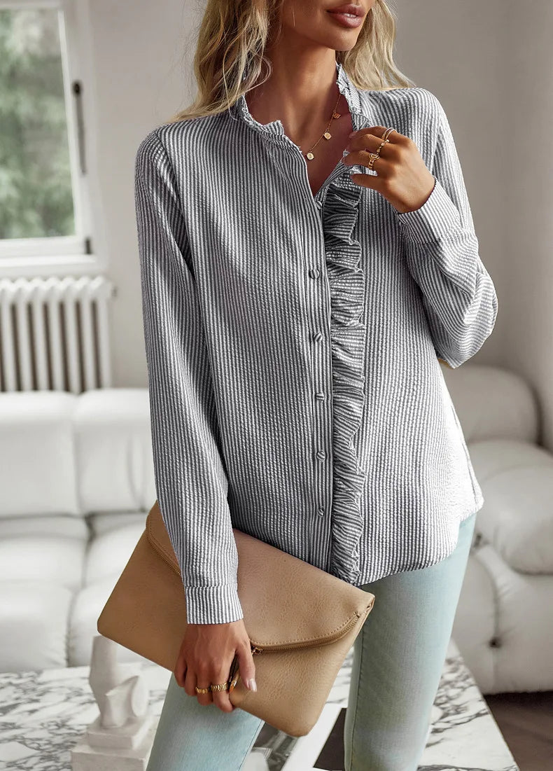 EtherealBe Casual Comfort Tops for Women - Chic Ruffle Blouse