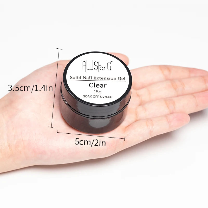 AWStorG 5Pcs/Set Solid Nail Extension Gel Carving Flower Nail Art Building UV Gel Semi Permanent Finger Extension Nail Varnish