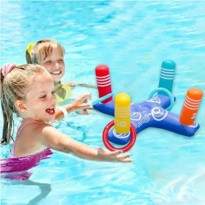 Party Sport Swimming Inflatable Ring Toss Game Floating Pool Toys for Kids Adult Water Accessories Beach Supplies with 4 Loops