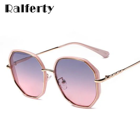 Ralferty Oversized Polygon Women's Sunglasses 2021 New Fashion Vintage Big Sunglases Anti UV okulary przeciwsloneczne damskie