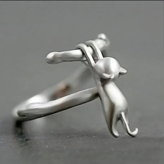 925 Sterling Silver Cat Branch Adjustable Rings For Women Wedding High Quality Jewelry Accessories Jewellery Argent 925