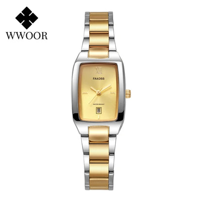 WWOOR Luxury Woman's Watch Elegant Waterproof Stainless Steel Watch for Ladies Dress Square Quartz Women's Watches Reloj mujer
