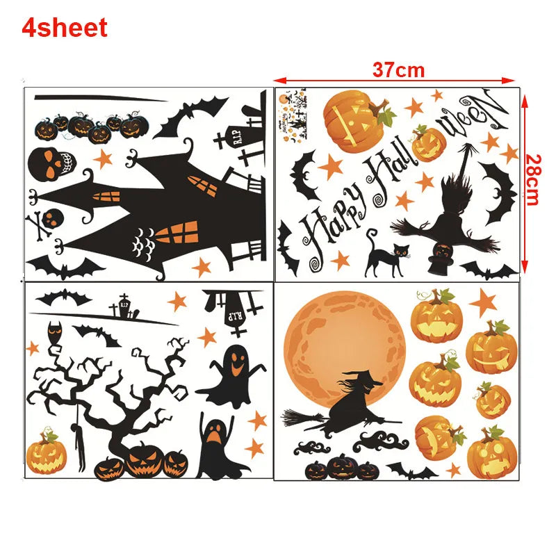 Halloween Decorations Window Clings Halloween Window Stickers Bat Skull Skeleton Stickers Halloween Window Decor for Glass Wall