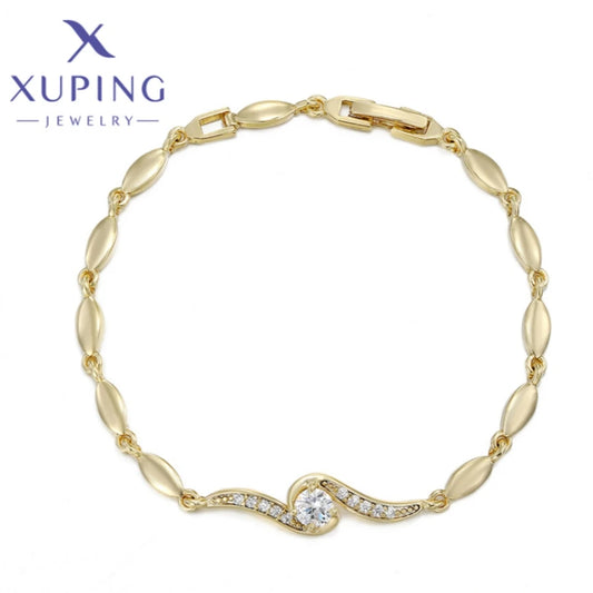 Xuping Jewelry Trendy Exquisite Elegant Simple Shape Women's Bracelet Light Gold Color Birthday Christmas Gifts X000925255