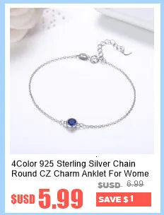 4Color 925 Sterling Silver Chain Round CZ Charm Anklet For Women Foot Jewelry Leg Bracelet Cheville Enkelbandje Halhal Tobillera