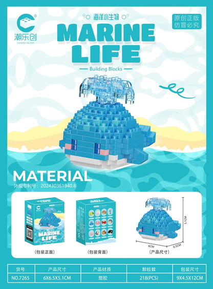 Marine Organism Micro Building Blocks Sea Turtle Killer Whale Beluga Walrus Penguin Mini Brick Figure Toys For Christmas Gift