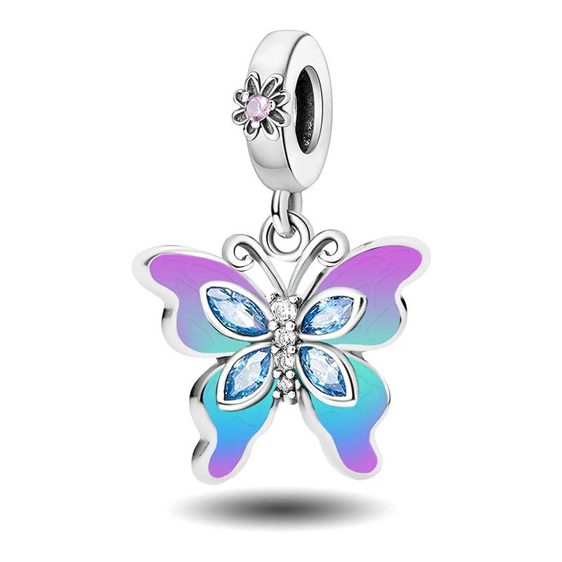 Original 925 Sterling Silver Charms Beads Glowing Luminous Bee Firefly Butterfly Pendant for Bracelet Bangle Charm DIY Jewelry