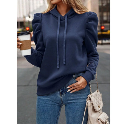 Autumn Winter Hoodies Sweatshirts Women Solid Color Long Sleeve   Casual Comfortable Pullovers Tops