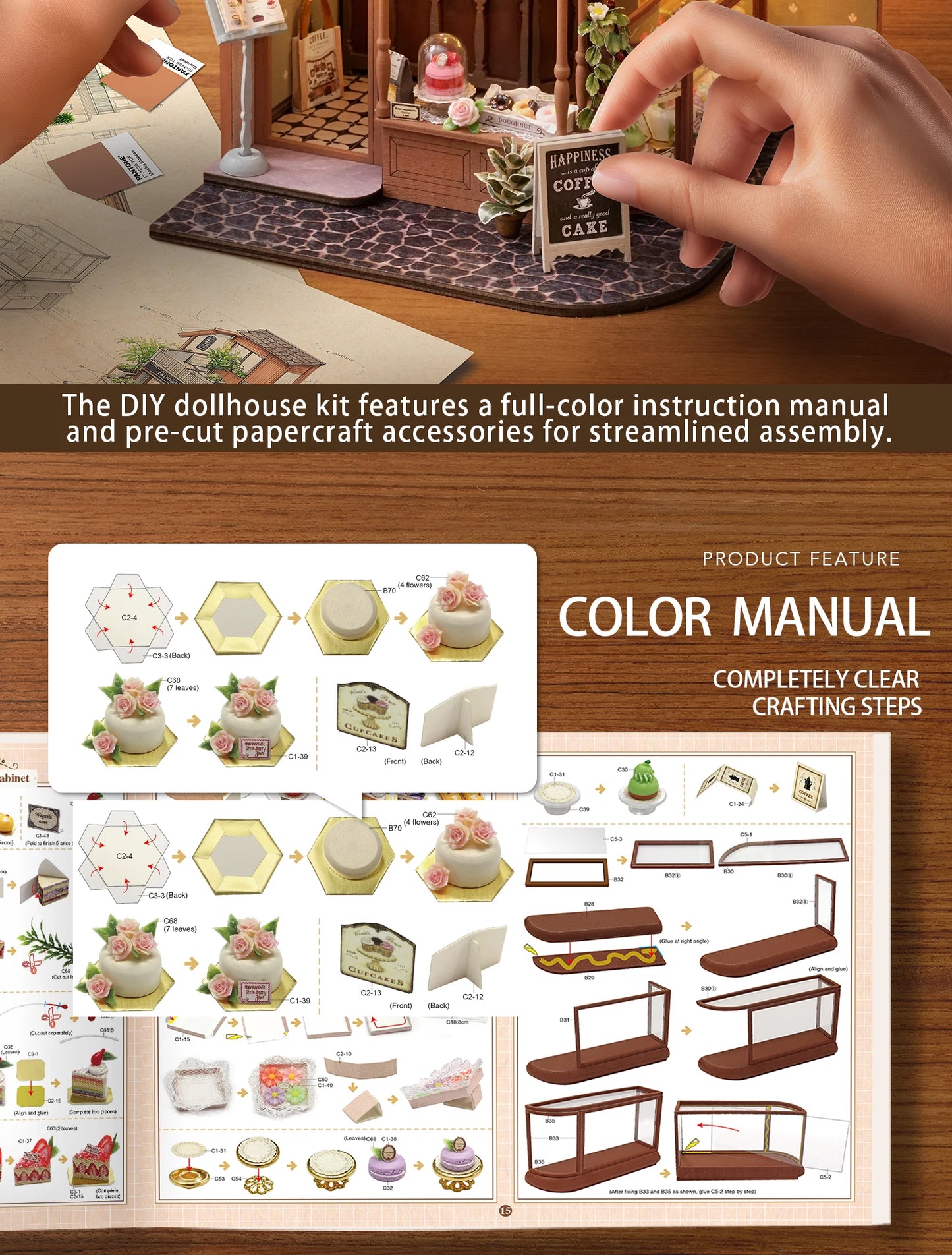 Handmade Wooden Miniature Doll House Kit 3D Puzzle Assembled Building Model Kit With LED Light DollHouses Toy For Christmas Gift