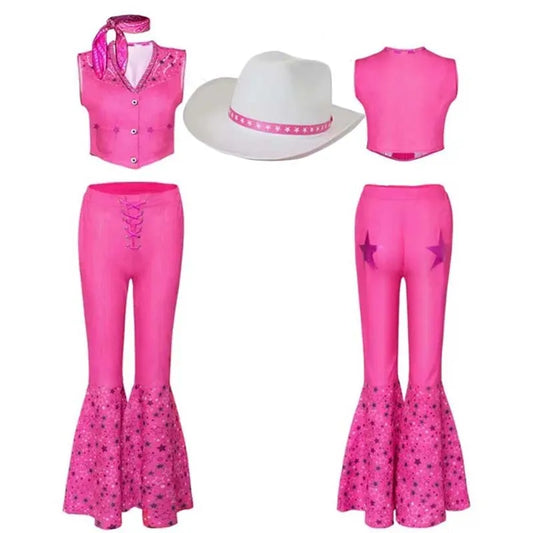 Women Princess Cosplay Costume Pink outfits Suit  Disguise Bar Bi Pink Suit Scarf Hat for Comic Con Halloween