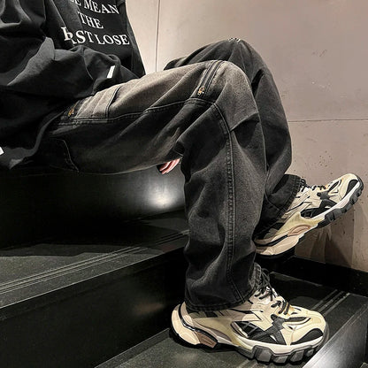2024 Fall Fashion Zipper trend Straight leg jeans2024 Fall Fashion Zipper trend Straight leg jeans