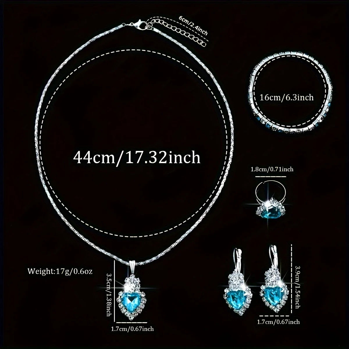 Fashion quartz watch and jewelry set, shock resistant circular analog digital display, PU leather strap, zinc alloy case