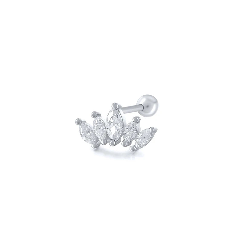 CANNER Pendientes Plata 925 Piercing Stud Earrings For Women Cubic Zirconia 925 Sterling Silver Cartilage Earring Jewerly 1pcs