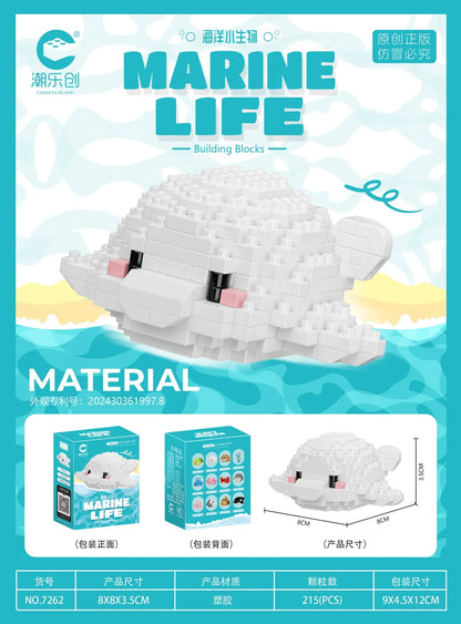 Marine Organism Micro Building Blocks Sea Turtle Killer Whale Beluga Walrus Penguin Mini Brick Figure Toys For Christmas Gift