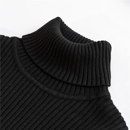 Autumn Winter Women Knit Solid Turtleneck Pull Sweater Casual Rib Jumper Tops Female Home Pullover Y2K Clothing 2025