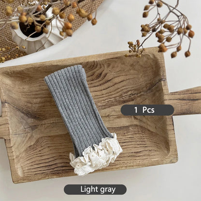 Autumn Baby Girls Leggings Ribbed Pants Cotton Lace Cuff  Toddler Kid Leggings Striped Casual Pants Kids Outfits Trousers