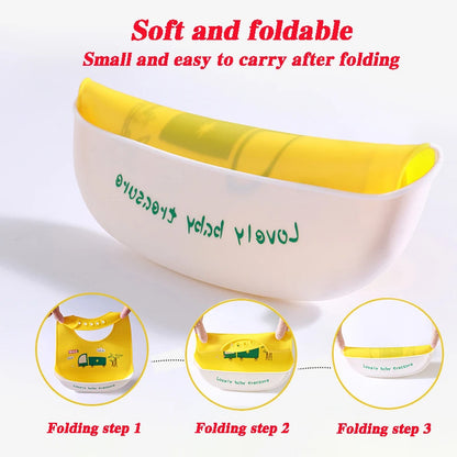 Cute Baby Bibs Waterproof Silicone Bib Infant Toddler Feeding Saliva Towel Cartoon Adjustable Children Apron with Pocket Scarf