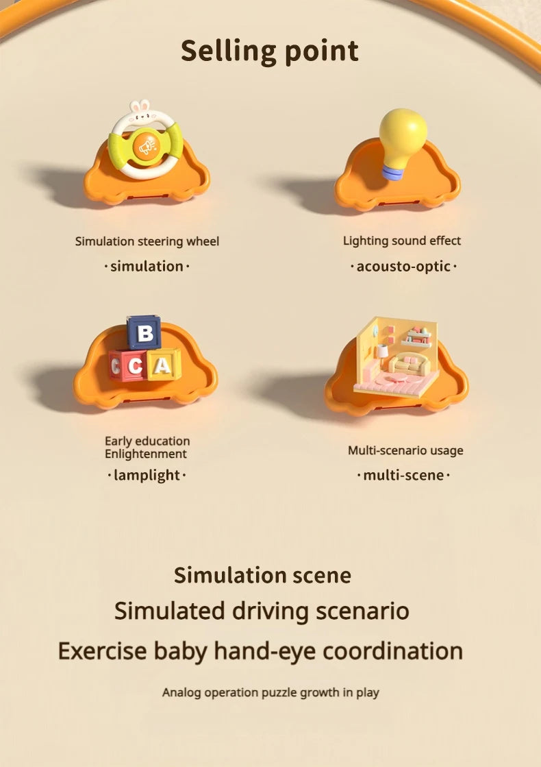 Baby Toy Electric Children's Steering Wheel Simulated Driving Car Steering Wheel LED Vocal Educate Toys Halloween Christmas Gift