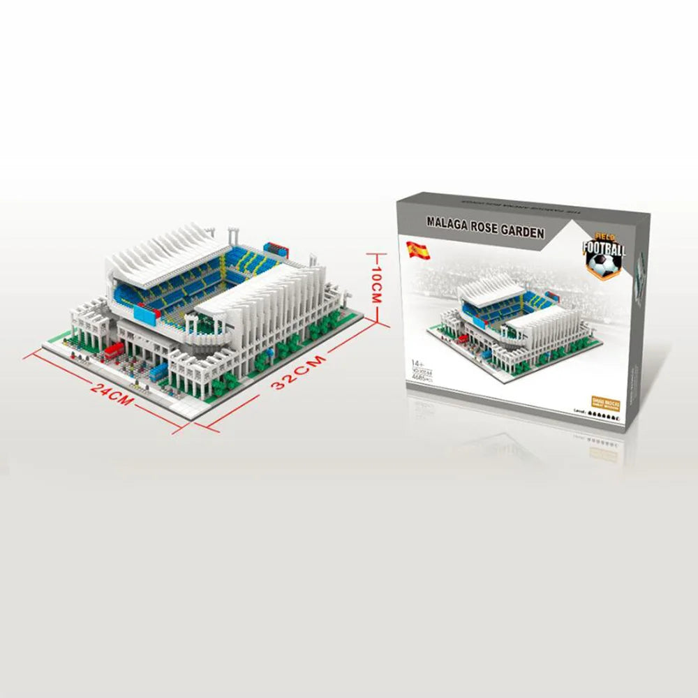 Madrid Style Soccer Stadium Model Micro Mini Diamond Block Kit Kids Adult Assemble Barcelona Football Field Brick Set Puzzle Toy