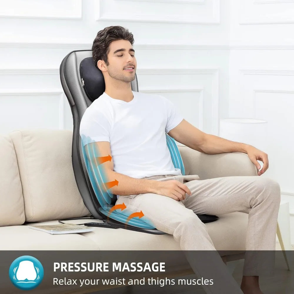Shiatsu Neck Back Massager with Heat and Compression, App Control 2D or 3D Deep Tissue Kneading Massage Chair Pad,Chair Massager
