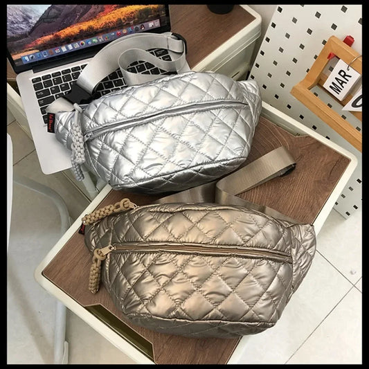 Couple Quilted Chest Bag Crossbody Bag Fashion Casual Crossbody Purse Shoulder Bag for Travel Hiking Cycling for Christmas Gift