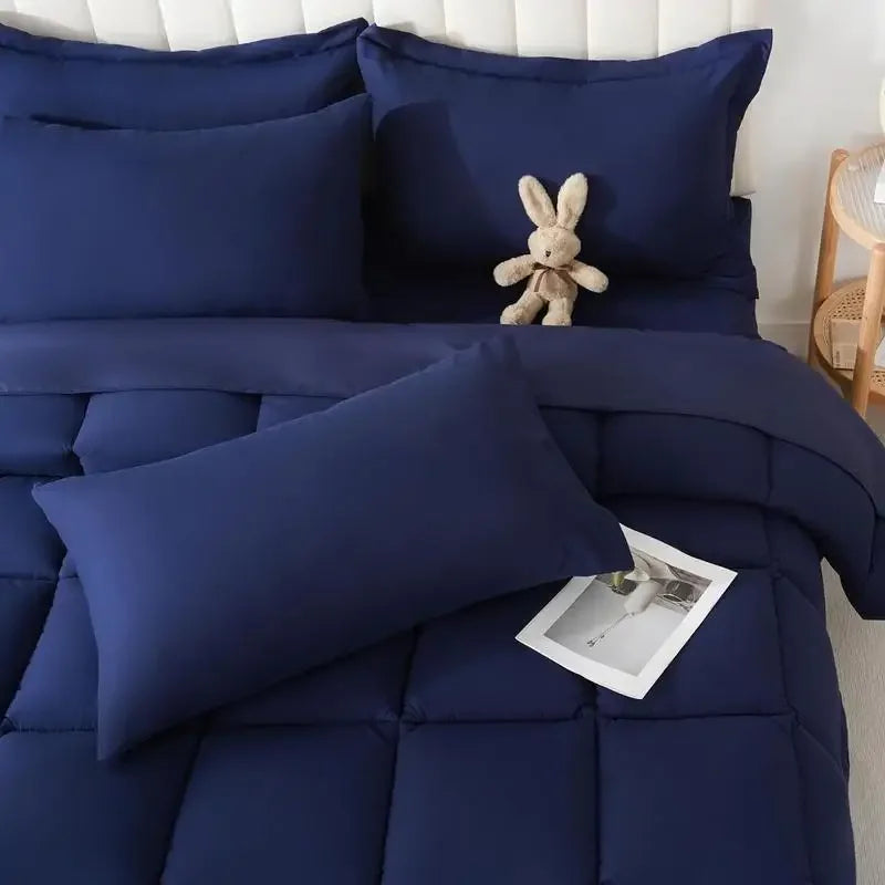 DOWNCOOL 7Pcs Comforter Sets, Multi-color Bedding Sets , All Season Down Alternative Bedding Comforter Sets