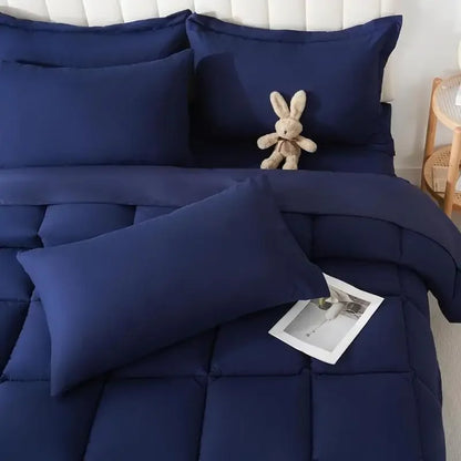 DOWNCOOL 7Pcs Comforter Sets, Multi-color Bedding Sets , All Season Down Alternative Bedding Comforter Sets