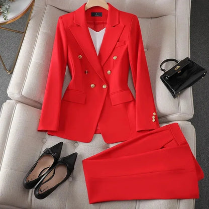 Elegant Women's Fashionable White Western-Style Suit Zihongsuitsuit High-End Business Attire Long-Pants Set For Special Occasion