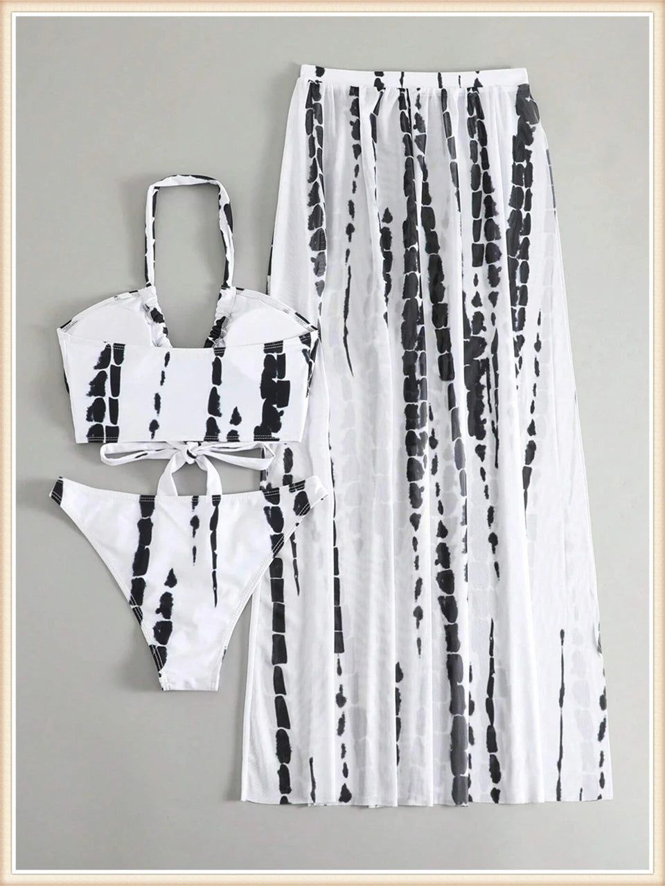 3 Pieces Tie Dye Cross Bikini 2025 Women Sexy Halter Swimsuit & Cover Up Pants Swimwear Bathers Bathing Swimming Suit Beachwear