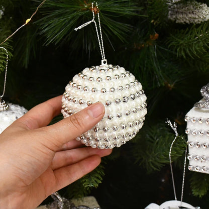 White Christmas Balls Ornament Foam Gift Box Xmas Tree Hanging Pendant 2025 New Year Home Party Decoration Navidad 2024 Supplies