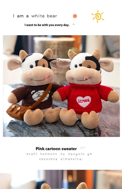 Hot toys Cute Cow Doll Little Cow Plush Toy Chinese Zodiac Cow Doll Cloth Doll New Year's Gift Girl's Birthday Gift