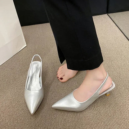 EtherealBe Mid Heel Pointed Toe Slingback Shoes