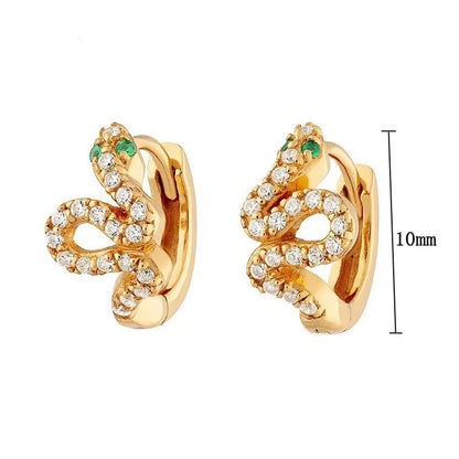925 Sterling Silver Needle Pave Crystal Snake Type Stud Earrings for Women Simple Cute Animal Earrings Fashion Delicate Jewelry