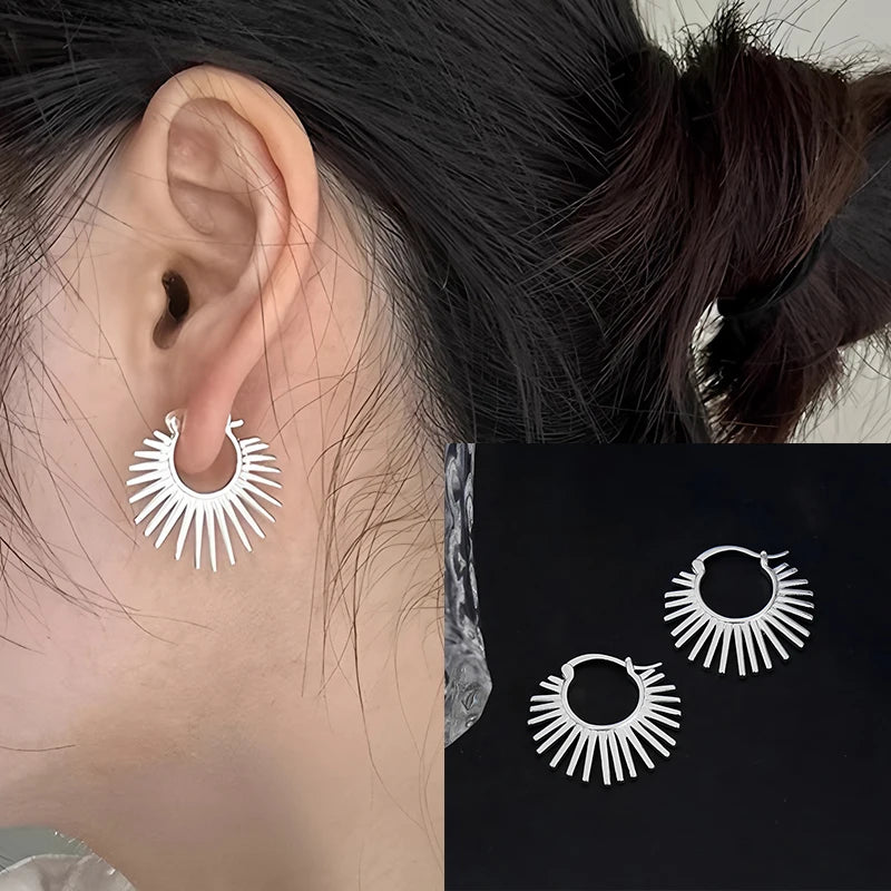 Original 925 Sterling Silver Hoop Earrings For Women Love Heart Round Vintage Earring Jewelry Party Christmas Gift