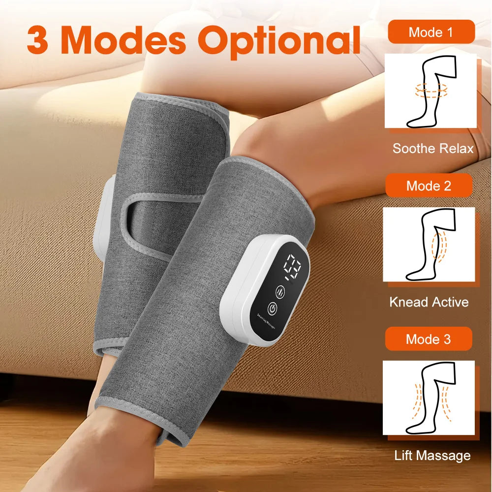 3 Gears 3 Modes Leg Calf Massager Cordless Air Pressure Massager for Fitness Office Gym Muscle Relaxation 15Min Timer