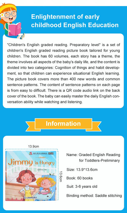 Kids 60 Pocket Books Set English Words Learning Book Enlightenment of Early Childhood Teaching Aids Bedtime Reading Montessori