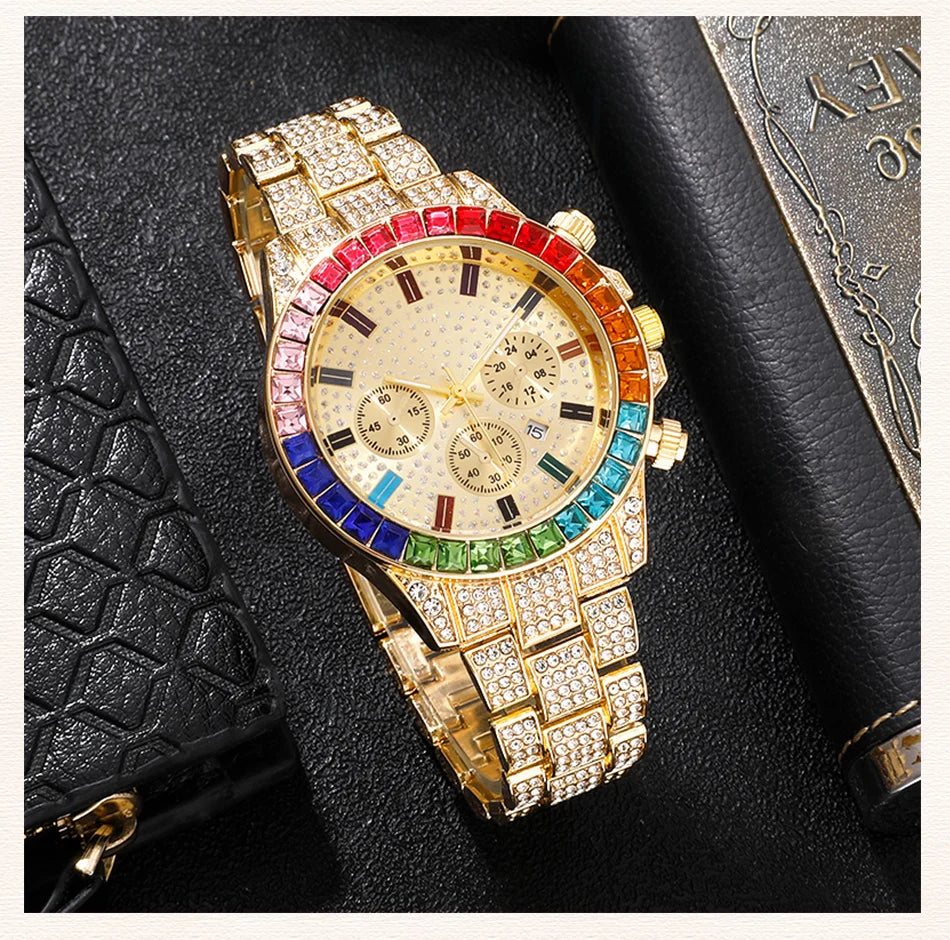 Diamond Women's Watches Gold Watch Ladies Wrist Watches Luxury Brand Rhinestone Women Bracelet Set Watches Female Relogio