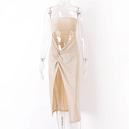 WhereMery Sexy Sleeveless Slit Dress Hollow Out Elegant Skinny Women Long Dresses Summer 2024 Fashion Ladies Party Club Vestidos