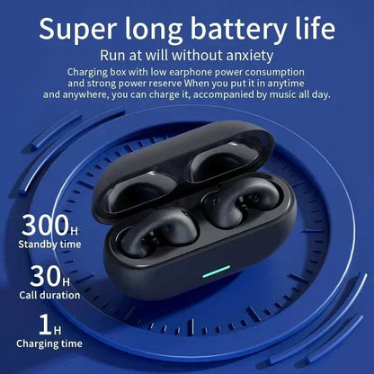 T75 Sport Bone-Conduction Bluetooth 5.3 Earphones HiFi Sound Wireless Headphones Earclip Waterproof Open Ear Headset Earring